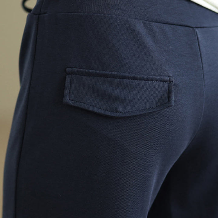 Buddha Stones – Schlichte Damenhose mit weitem Bein und Kordelzug aus Baumwolle und Polyester mit Taschen - image 6