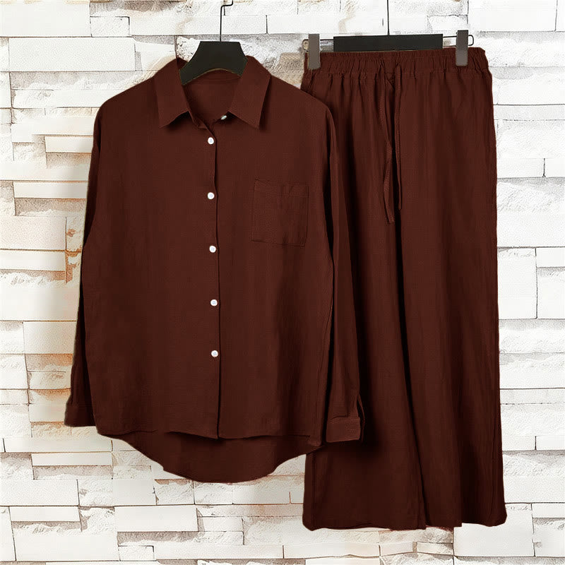 Buddha Stones 2-teiliges Langarm-Shirt-Oberteil mit Taschen und Kordelzughose, Meditationskleidung aus Baumwolle und Leinen für Damen - image 41