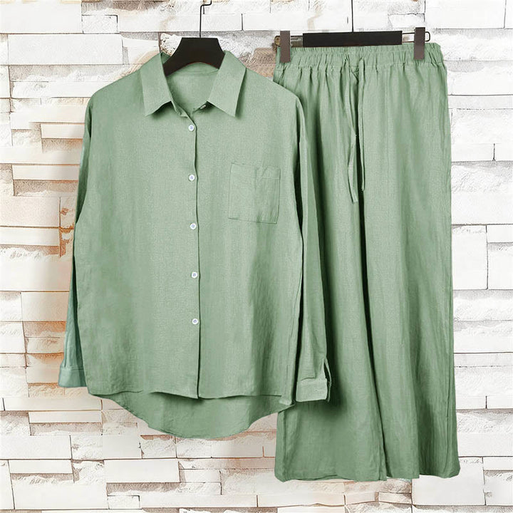 Buddha Stones 2-teiliges Langarm-Shirt-Oberteil mit Taschen und Kordelzughose, Meditationskleidung aus Baumwolle und Leinen für Damen - image 47