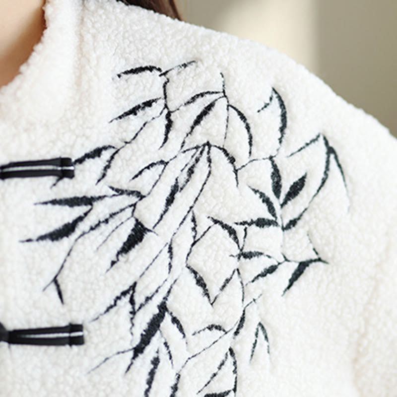 Buddha Stones Damen-Jacke aus dicker Baumwolle mit Stickerei und langen Ärmeln und Taschen - image 8