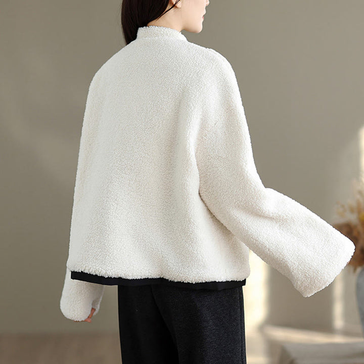 Buddha Stones Damen-Jacke aus dicker Baumwolle mit Stickerei und langen Ärmeln und Taschen - image 3