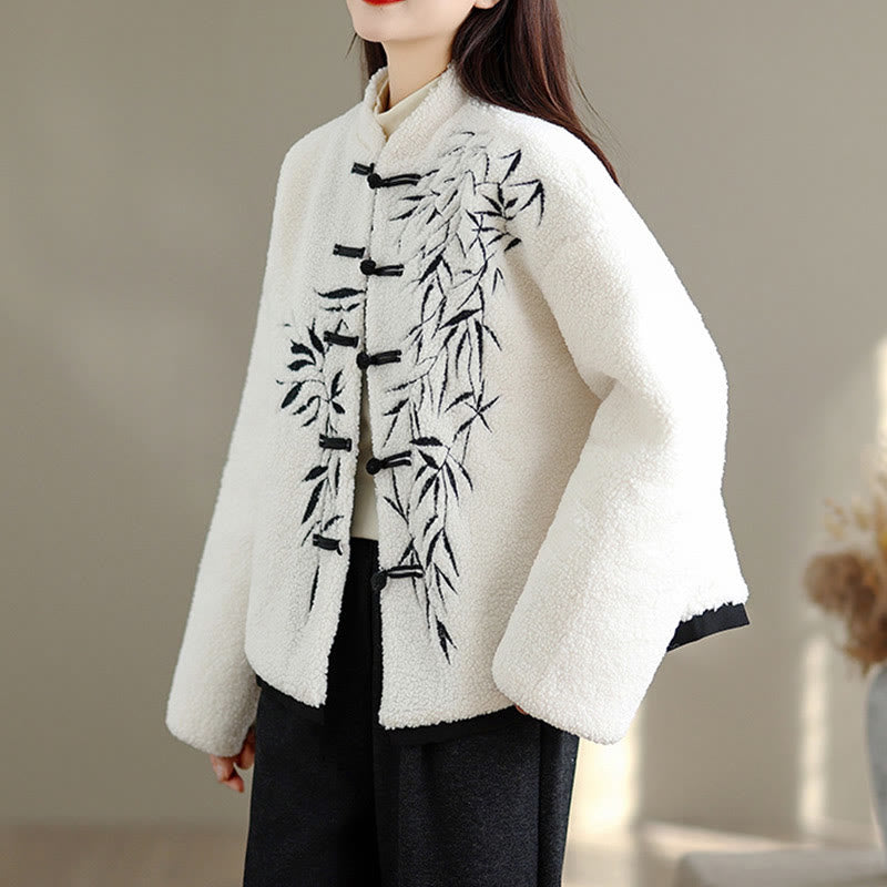 Buddha Stones Damen-Jacke aus dicker Baumwolle mit Stickerei und langen Ärmeln und Taschen - image 6