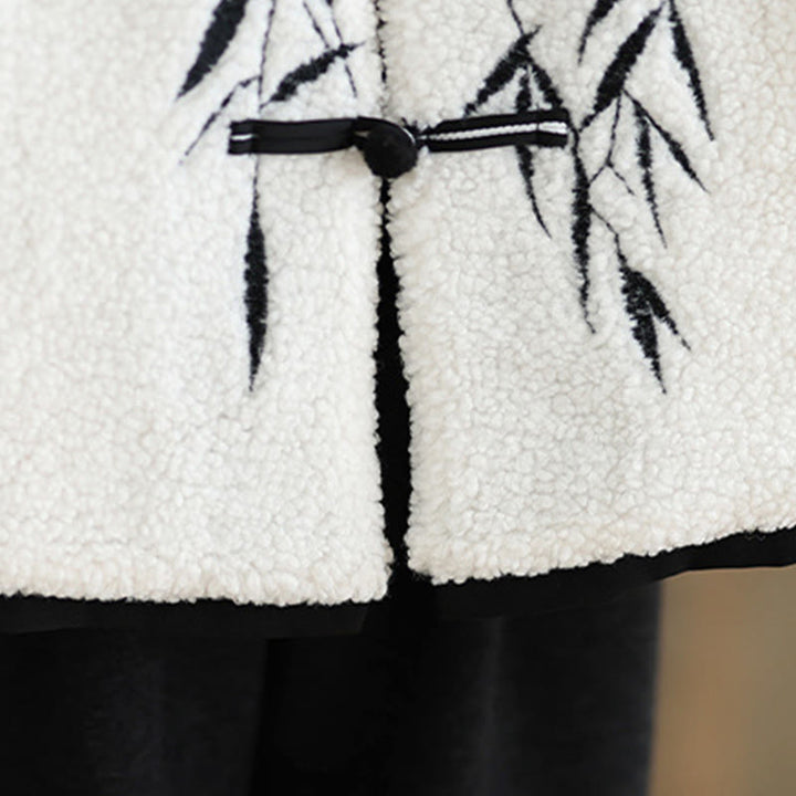 Buddha Stones Damen-Jacke aus dicker Baumwolle mit Stickerei und langen Ärmeln und Taschen - image 9