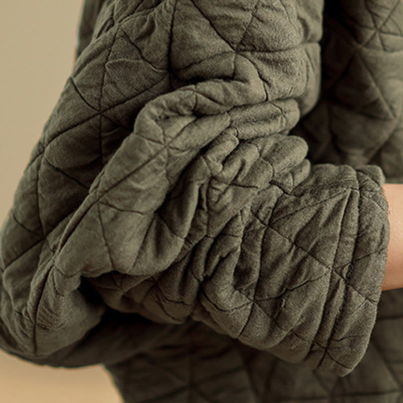 Buddha Stones Damen-Jacke mit Knöpfen, langärmelig, aus dicker Baumwolle mit Taschen - image 9