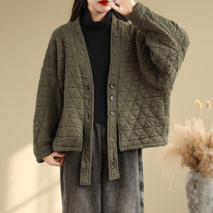 Buddha Stones Damen-Jacke mit Knöpfen, langärmelig, aus dicker Baumwolle mit Taschen - image 6