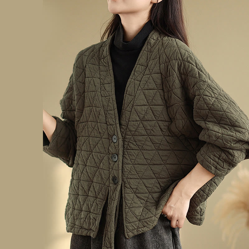 Buddha Stones Damen-Jacke mit Knöpfen, langärmelig, aus dicker Baumwolle mit Taschen - image 4