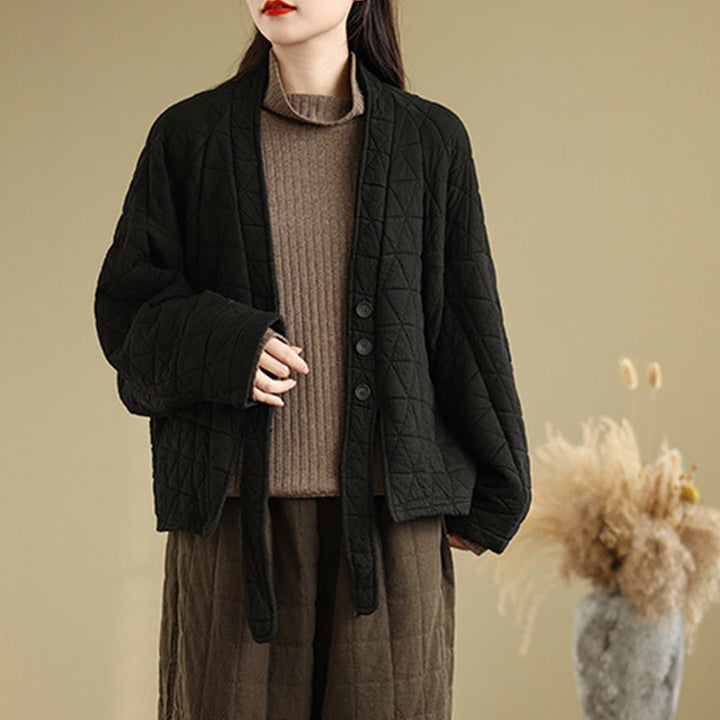 Buddha Stones Damen-Jacke mit Knöpfen, langärmelig, aus dicker Baumwolle mit Taschen - image 14