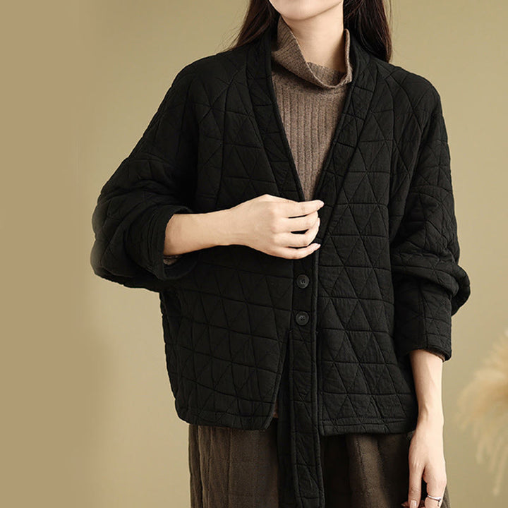 Buddha Stones Damen-Jacke mit Knöpfen, langärmelig, aus dicker Baumwolle mit Taschen - image 18