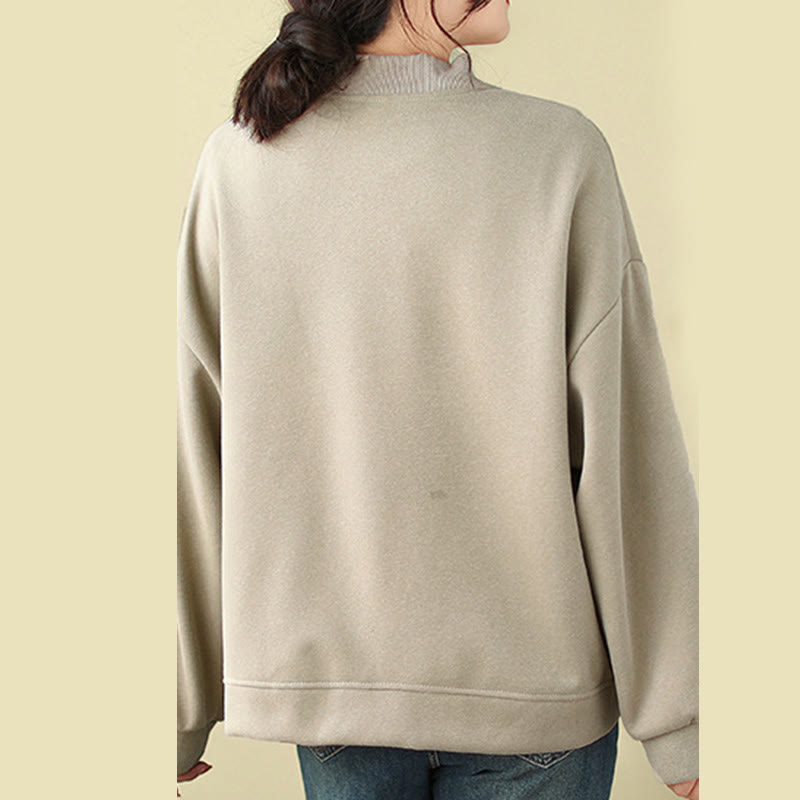 Buddha Stones Plain Damen-Baumwolljacke mit Knöpfen, Rundhalsausschnitt, langen Ärmeln und Taschen - image 11