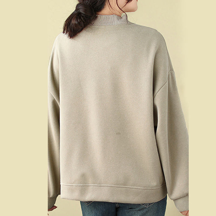 Buddha Stones Plain Damen-Baumwolljacke mit Knöpfen, Rundhalsausschnitt, langen Ärmeln und Taschen - image 11