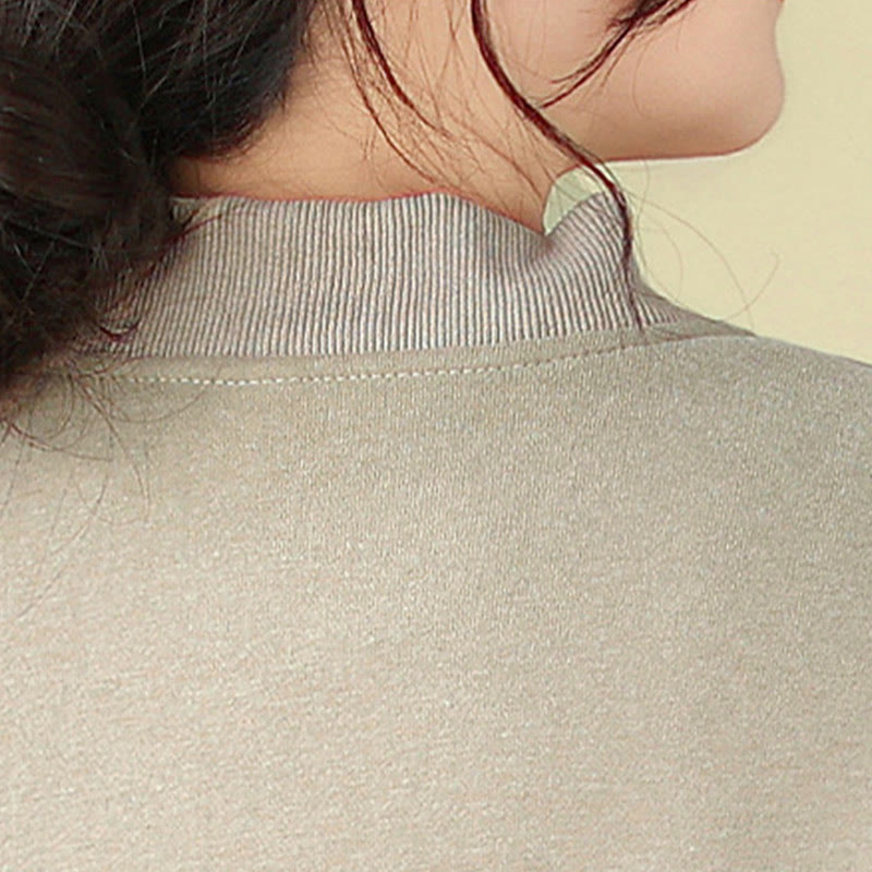 Buddha Stones Plain Damen-Baumwolljacke mit Knöpfen, Rundhalsausschnitt, langen Ärmeln und Taschen - image 13