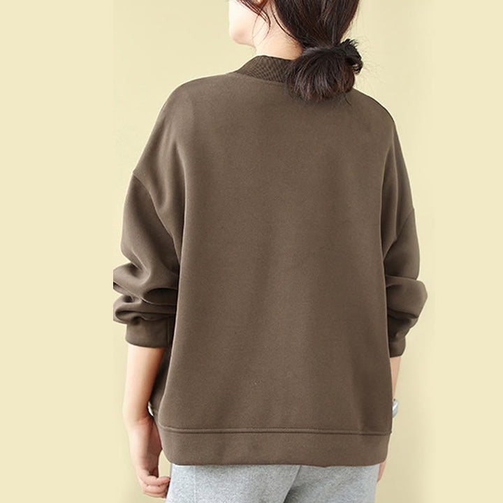 Buddha Stones Plain Damen-Baumwolljacke mit Knöpfen, Rundhalsausschnitt, langen Ärmeln und Taschen - image 21