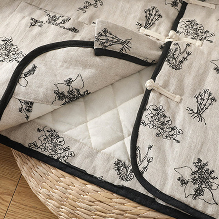 Buddha Stones Damen-Jacke mit Stickerei und Froschknopf, langärmelig, gefüttert, aus Baumwolle, mit Taschen - image 6