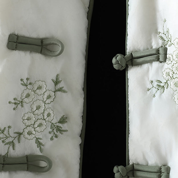 Buddha Stones Damen-Jacke mit Stickerei und Froschknopf, langärmelig, dicke Baumwolle, mit Taschen - image 7