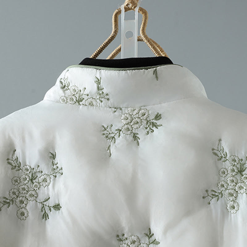 Buddha Stones Damen-Jacke mit Stickerei und Froschknopf, langärmelig, dicke Baumwolle, mit Taschen - image 8