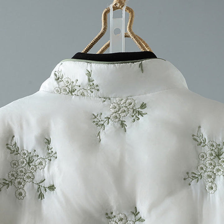 Buddha Stones Damen-Jacke mit Stickerei und Froschknopf, langärmelig, dicke Baumwolle, mit Taschen - image 8