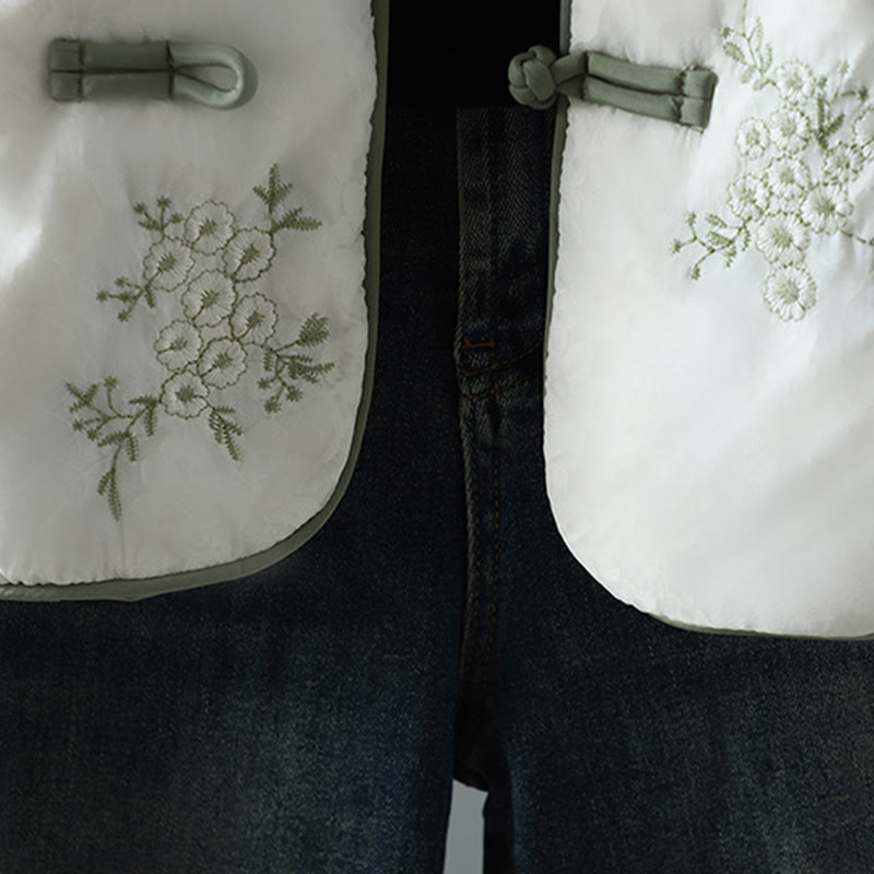 Buddha Stones Damen-Jacke mit Stickerei und Froschknopf, langärmelig, dicke Baumwolle, mit Taschen - image 10