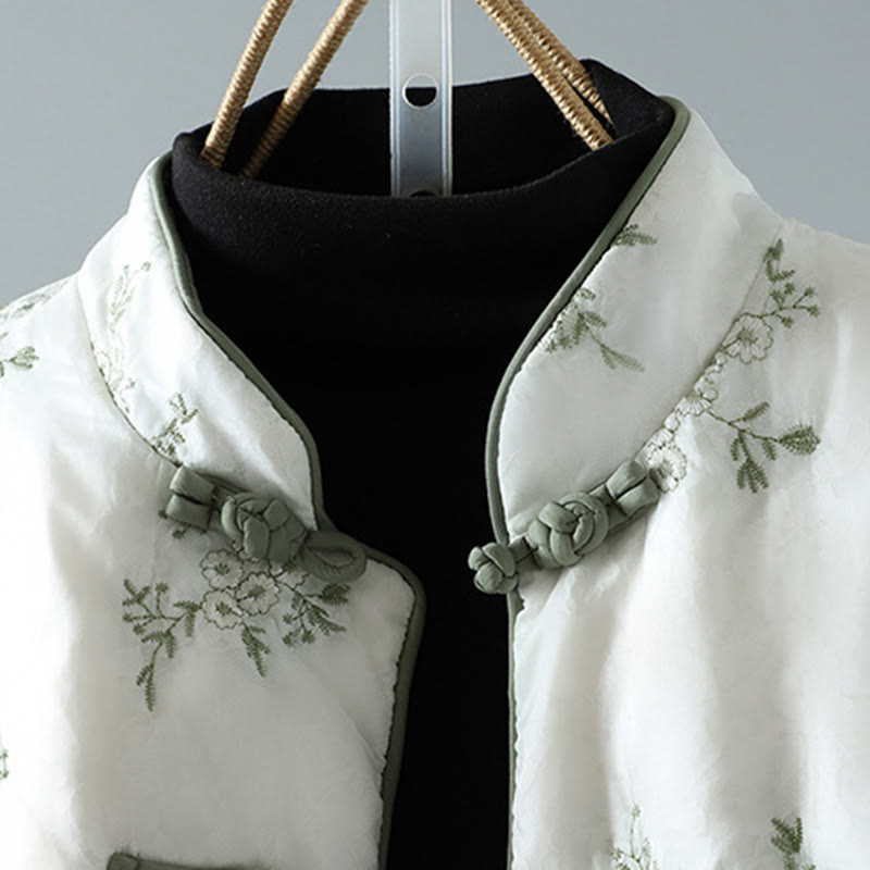 Buddha Stones Damen-Jacke mit Stickerei und Froschknopf, langärmelig, dicke Baumwolle, mit Taschen - image 3