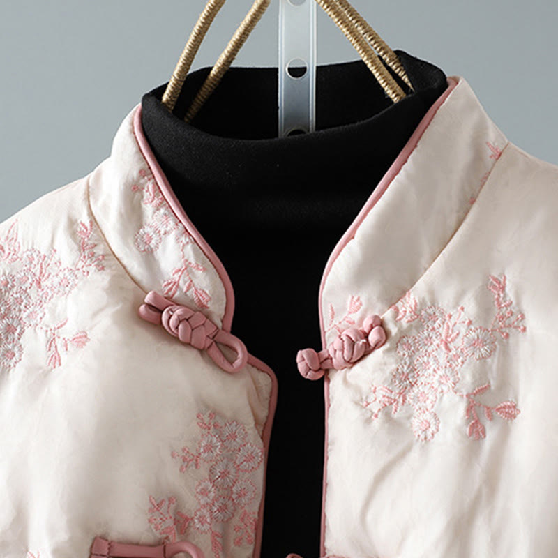 Buddha Stones Damen-Jacke mit Stickerei und Froschknopf, langärmelig, dicke Baumwolle, mit Taschen - image 15