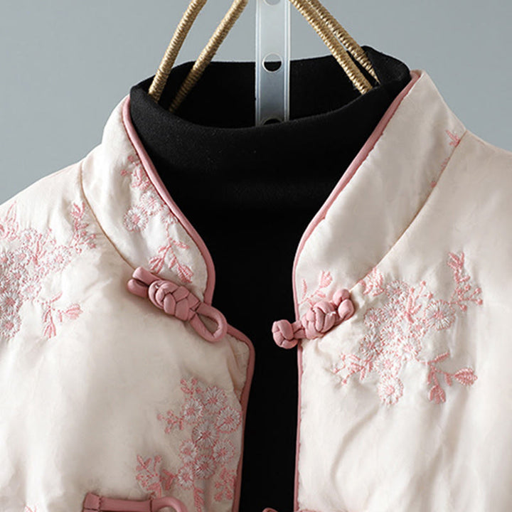 Buddha Stones Damen-Jacke mit Stickerei und Froschknopf, langärmelig, dicke Baumwolle, mit Taschen - image 15