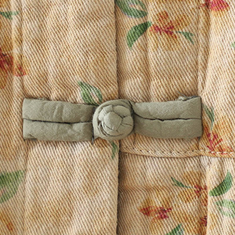 Buddha Stones Damen-Jacke mit Blumen-Print und Froschknopf, langärmelig, Polyester, mit Taschen - image 4