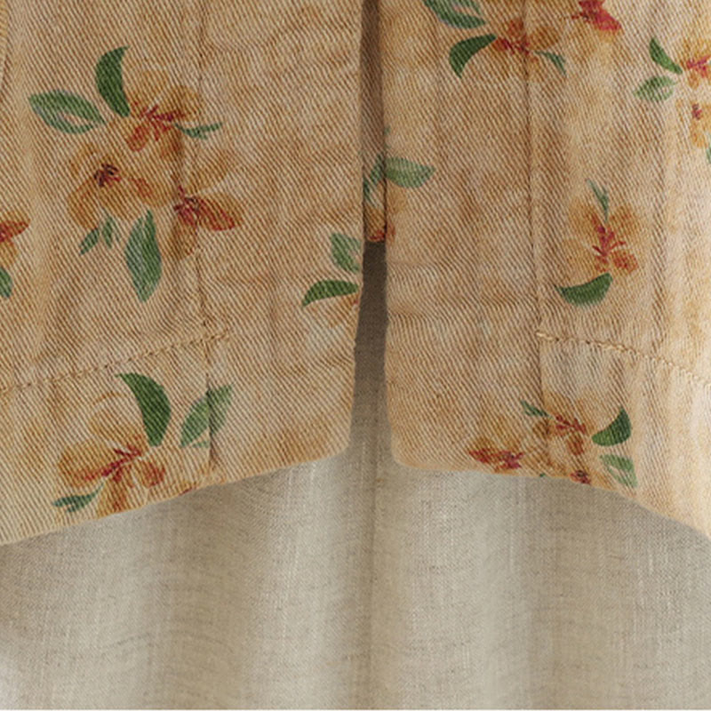 Buddha Stones Damen-Jacke mit Blumen-Print und Froschknopf, langärmelig, Polyester, mit Taschen - image 3