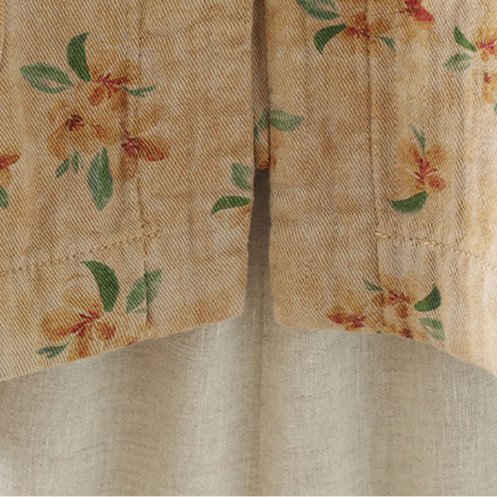 Buddha Stones Damen-Jacke mit Blumen-Print und Froschknopf, langärmelig, Polyester, mit Taschen - image 3