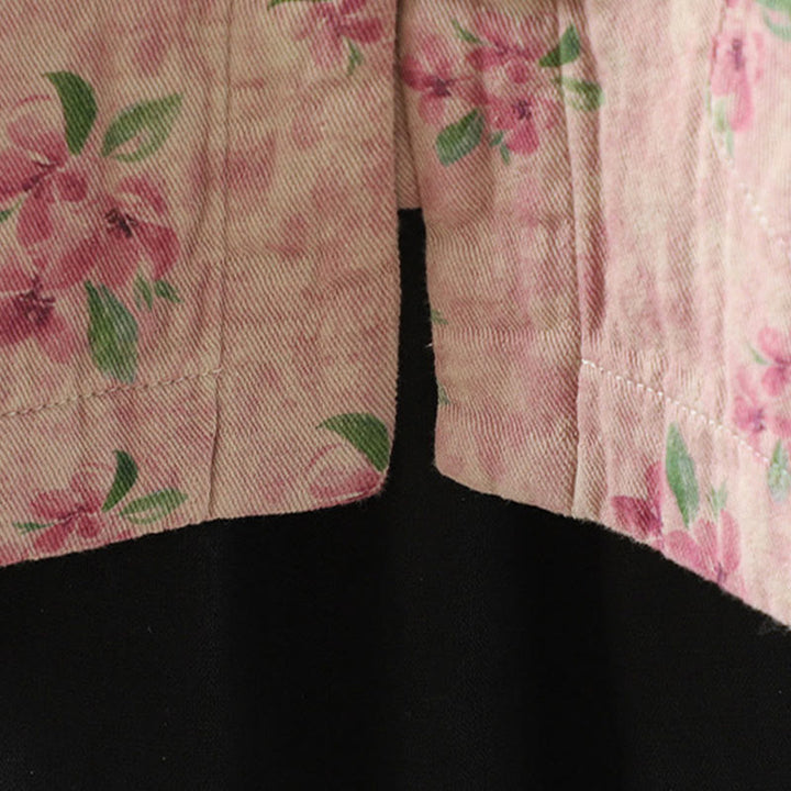 Buddha Stones Damen-Jacke mit Blumen-Print und Froschknopf, langärmelig, Polyester, mit Taschen - image 11