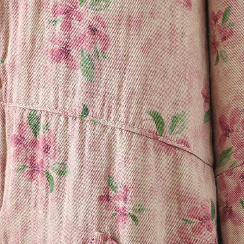 Buddha Stones Damen-Jacke mit Blumen-Print und Froschknopf, langärmelig, Polyester, mit Taschen - image 12