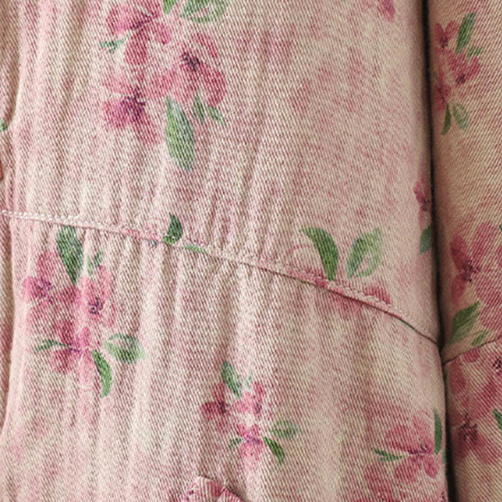 Buddha Stones Damen-Jacke mit Blumen-Print und Froschknopf, langärmelig, Polyester, mit Taschen - image 12