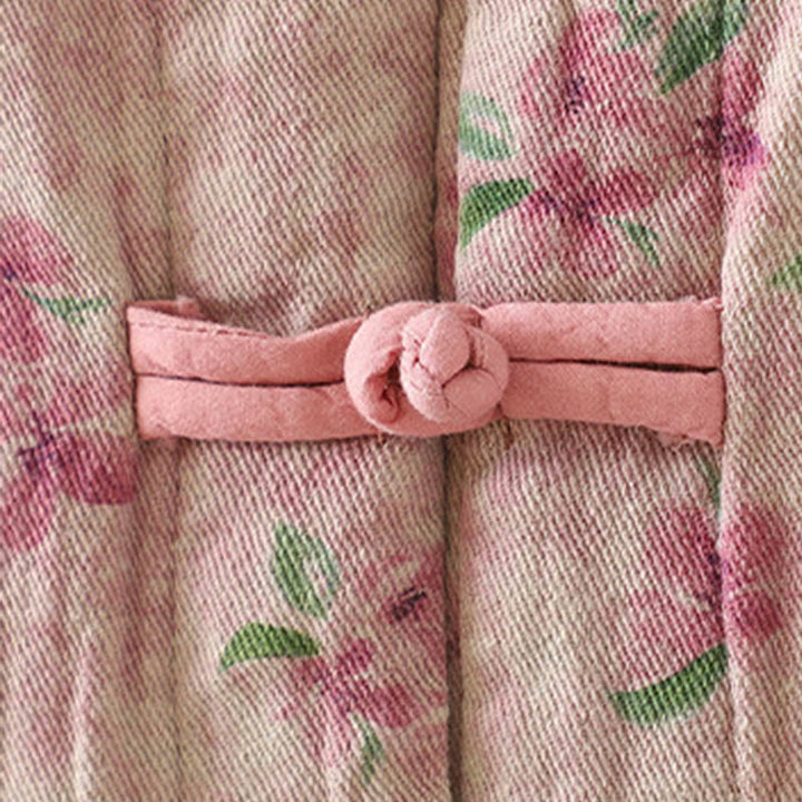 Buddha Stones Damen-Jacke mit Blumen-Print und Froschknopf, langärmelig, Polyester, mit Taschen - image 14