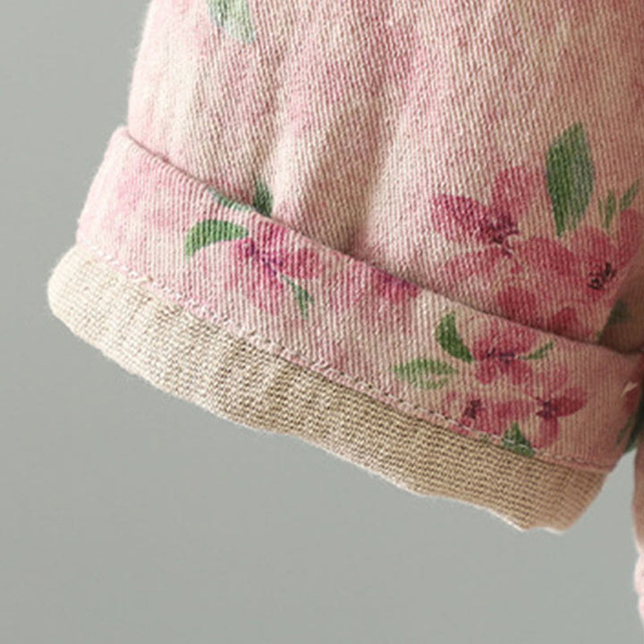 Buddha Stones Damen-Jacke mit Blumen-Print und Froschknopf, langärmelig, Polyester, mit Taschen - image 15