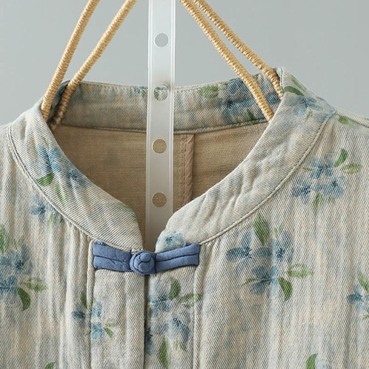 Buddha Stones Damen-Jacke mit Blumen-Print und Froschknopf, langärmelig, Polyester, mit Taschen - image 17