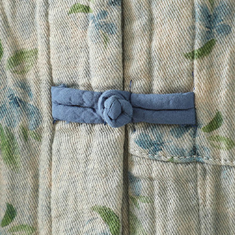 Buddha Stones Damen-Jacke mit Blumen-Print und Froschknopf, langärmelig, Polyester, mit Taschen - image 19