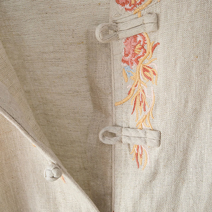 Buddha Stones Lässiges Damen-Baumwollhemd mit Stickerei und langen Ärmeln und Stehkragen - image 9