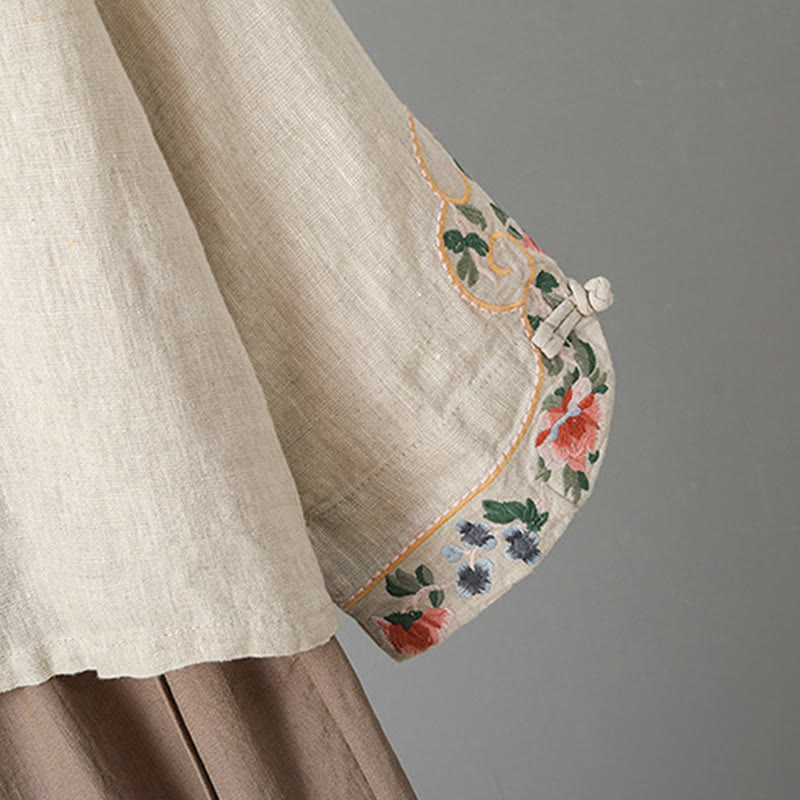 Buddha Stones Lässiges Damen-Baumwollhemd mit Stickerei und langen Ärmeln und Stehkragen - image 8