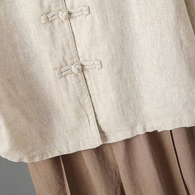 Buddha Stones Lässiges Damen-Baumwollhemd mit Stickerei und langen Ärmeln und Stehkragen - image 6