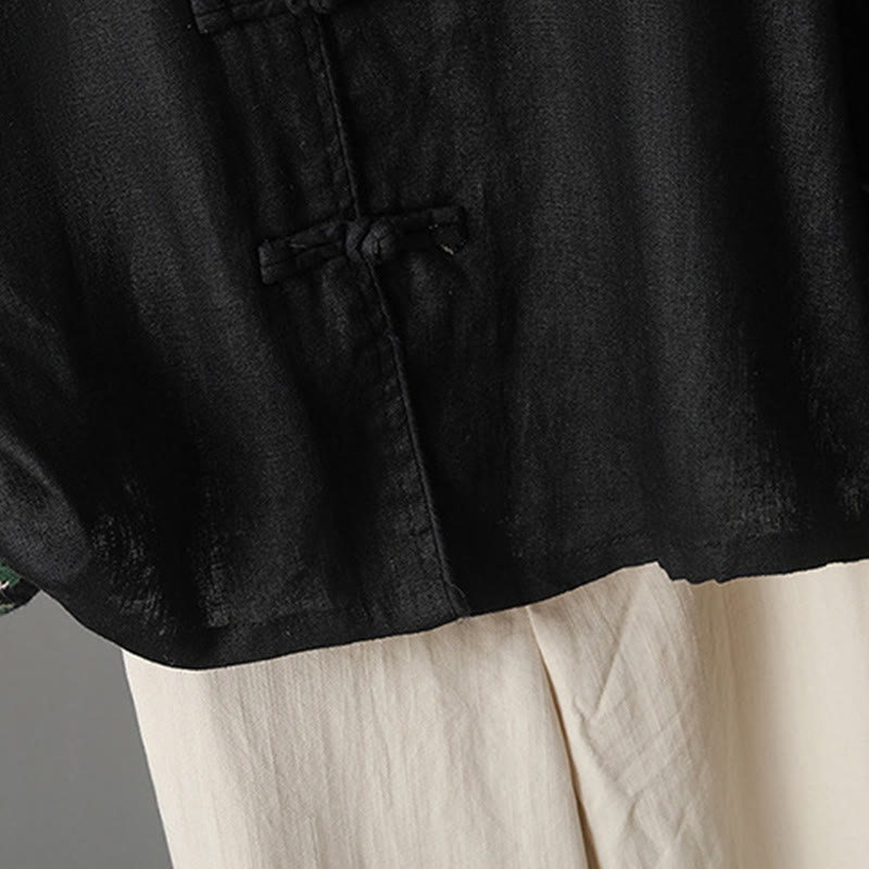 Buddha Stones Lässiges Damen-Baumwollhemd mit Stickerei und langen Ärmeln und Stehkragen - image 22