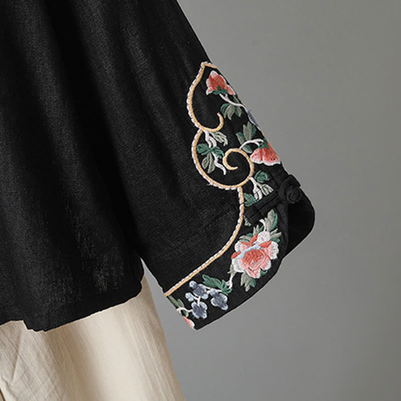 Buddha Stones Lässiges Damen-Baumwollhemd mit Stickerei und langen Ärmeln und Stehkragen - image 21