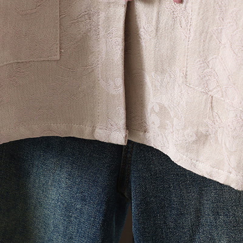 Buddha Stones Lässiges Damen-Baumwollhemd mit Blumenmuster und langen Ärmeln und Stehkragen - image 7