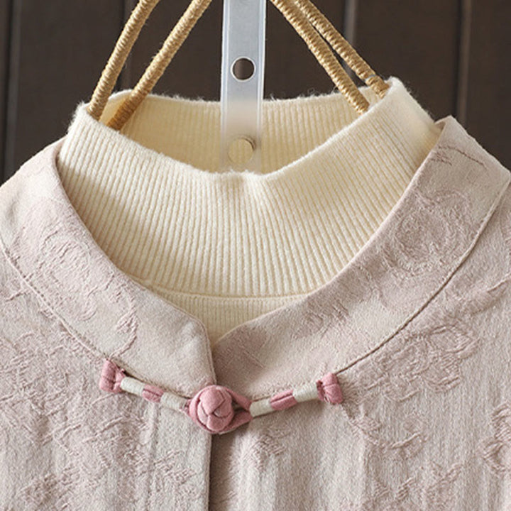 Buddha Stones Lässiges Damen-Baumwollhemd mit Blumenmuster und langen Ärmeln und Stehkragen - image 2