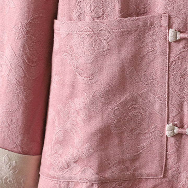 Buddha Stones Lässiges Damen-Baumwollhemd mit Blumenmuster und langen Ärmeln und Stehkragen - image 15