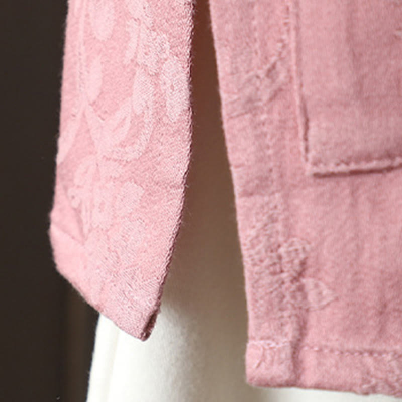 Buddha Stones Lässiges Damen-Baumwollhemd mit Blumenmuster und langen Ärmeln und Stehkragen - image 12