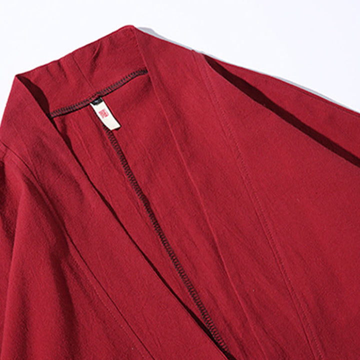 Buddha Stones, weißer Kranich, glückverheißende Wolken, Stickerei, Dreiviertelärmel, Herren-Kimono - image 6