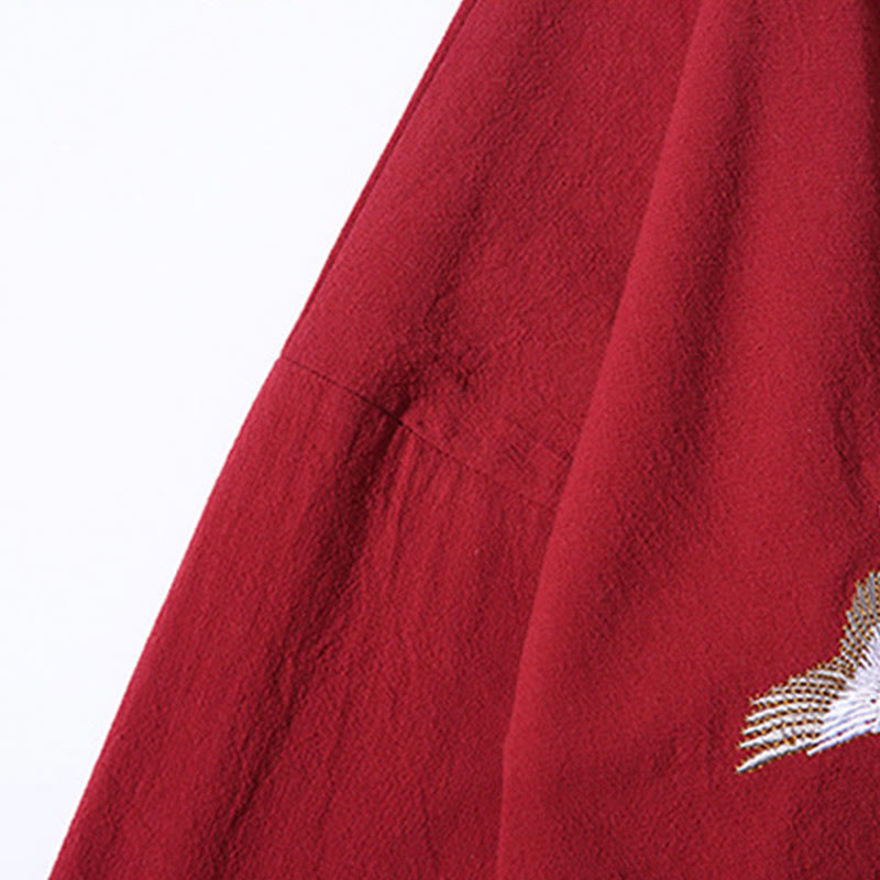 Buddha Stones, weißer Kranich, glückverheißende Wolken, Stickerei, Dreiviertelärmel, Herren-Kimono - image 8