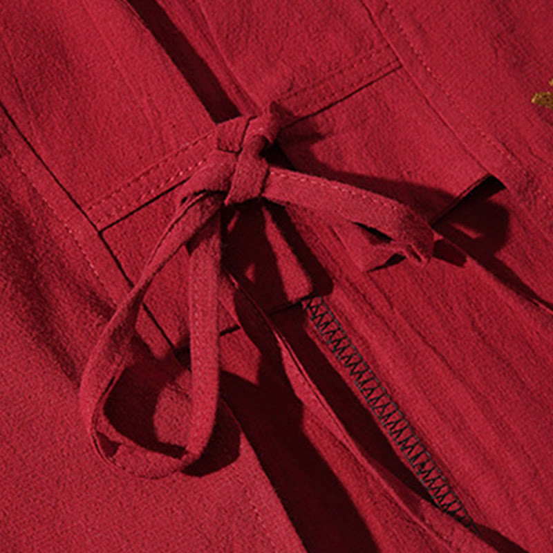 Buddha Stones, weißer Kranich, glückverheißende Wolken, Stickerei, Dreiviertelärmel, Herren-Kimono - image 11