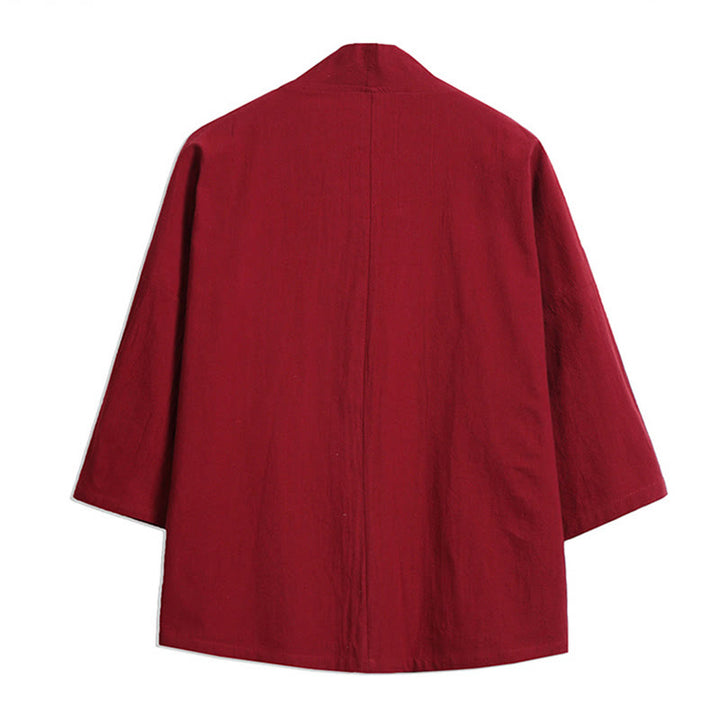 Buddha Stones, weißer Kranich, glückverheißende Wolken, Stickerei, Dreiviertelärmel, Herren-Kimono - image 5