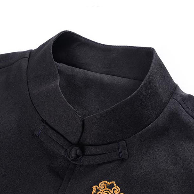 Buddha Stones Stickerei Drache Frosch-Knopf-Design Langarm Herrenjacke - image 4