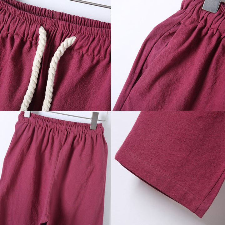 Buddha Stones 2-teiliges, einfarbiges Herren-Set mit Froschknöpfen, langärmeligen Hemden und Hosen aus Baumwolle mit Taschen - image 38