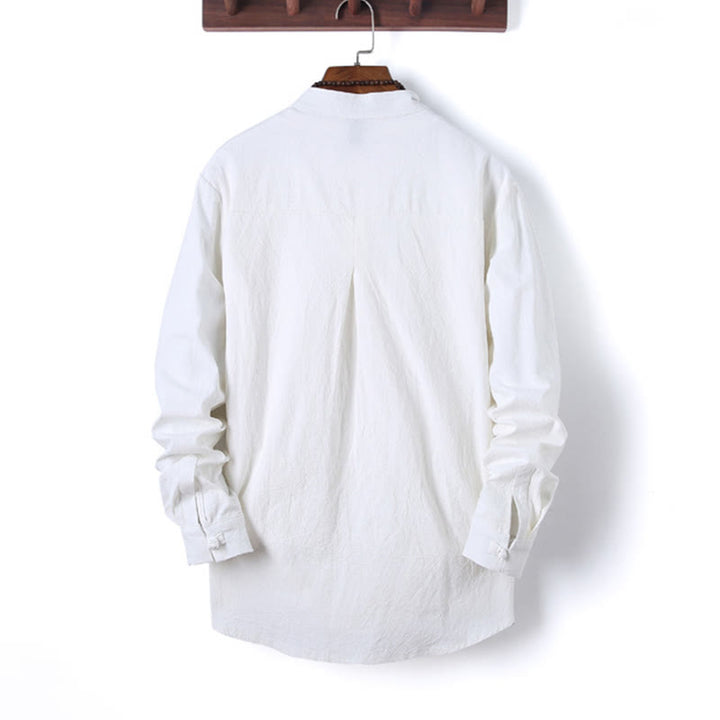 Buddha Stones 2-teiliges, einfarbiges Herren-Set mit Froschknöpfen, langärmeligen Hemden und Hosen aus Baumwolle mit Taschen - image 12